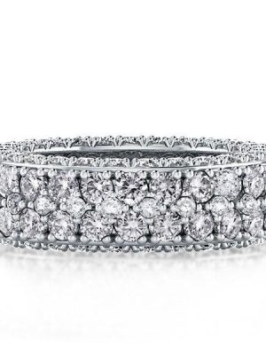 Double Row Eternity Created White Sapphire Wedding Band in Sterling Silver