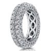 Double Row Eternity Created White Sapphire Wedding Band in Sterling Silver