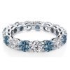 White & Blue Topaz Eternity Ring - 925 Sterling Silver Band for Women