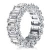 Emerald & White Sapphire Eternity Wedding Band in Sterling Silver