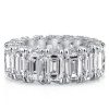 Emerald & White Sapphire Eternity Wedding Band in Sterling Silver