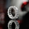 Emerald & White Sapphire Eternity Wedding Band in Sterling Silver