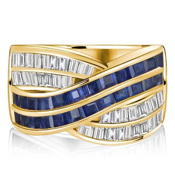 18K Gold Plated Sterling Silver Criss-Cross Wedding Band with 2.60 CT. TW. Accent Stones