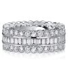 Sterling Silver Channel-Set Round & Baguette Cut Eternity Band Ring (3.74 CT. TW.)