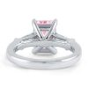 Emerald Cut Pink Three Stone Engagement Ring - 925 Sterling Silver