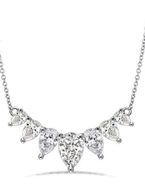 Pear-Cut White Sapphire Pendant Necklace in Sterling Silver - 17-22 Inch Chain