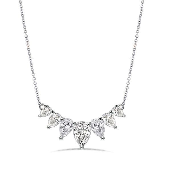 Pear-Cut White Sapphire Pendant Necklace in Sterling Silver - 17-22 Inch Chain