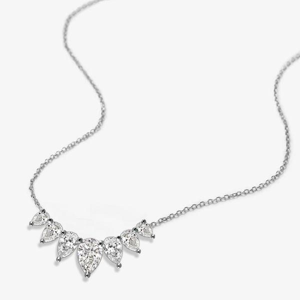 Pear-Cut White Sapphire Pendant Necklace in Sterling Silver - 17-22 Inch Chain