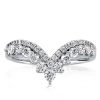 Sterling Silver V-Design Wedding Band for Women with 1.98 CT. TW. Stones