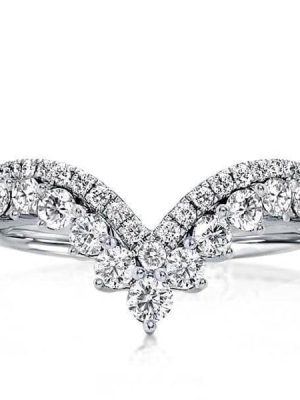 Sterling Silver V-Design Wedding Band for Women with 1.98 CT. TW. Stones