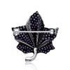 Pave Setting Amethyst Leaf Brooch in Rhodium Plated Sterling Silver