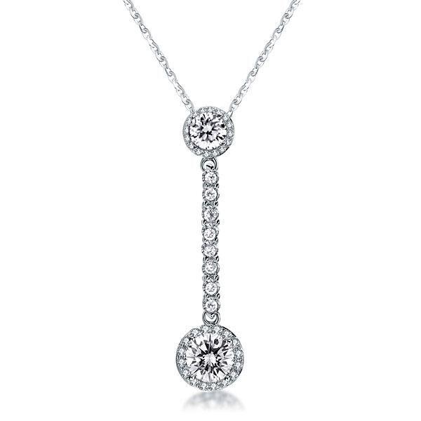 Halo Round Cut 925 Sterling Silver Pendant Necklace for Women