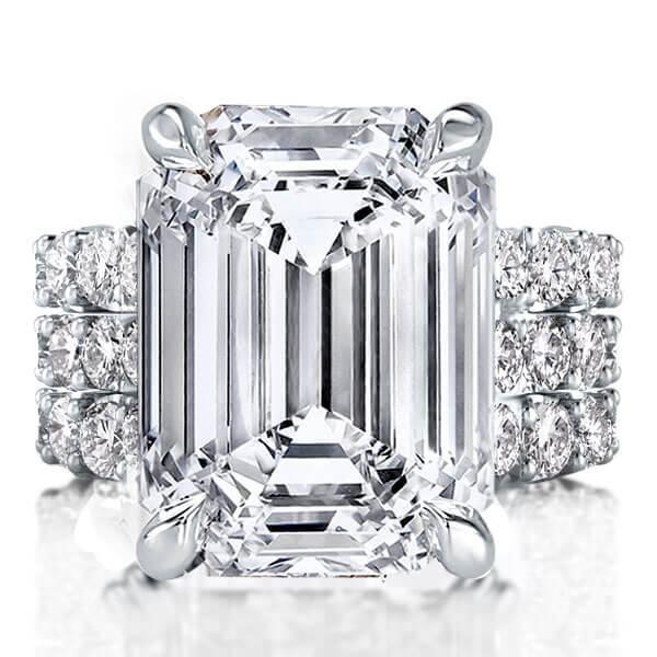 Classic Created White Sapphire 3PC Wedding Ring Set - Sterling Silver