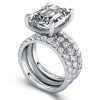 Classic Created White Sapphire 3PC Wedding Ring Set - Sterling Silver