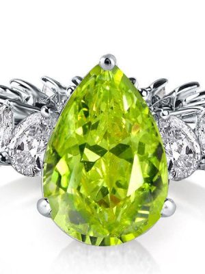 Pear-Shaped Peridot Engagement Ring in Sterling Silver