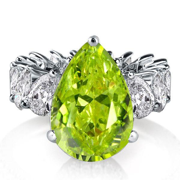 Pear-Shaped Peridot Engagement Ring in Sterling Silver