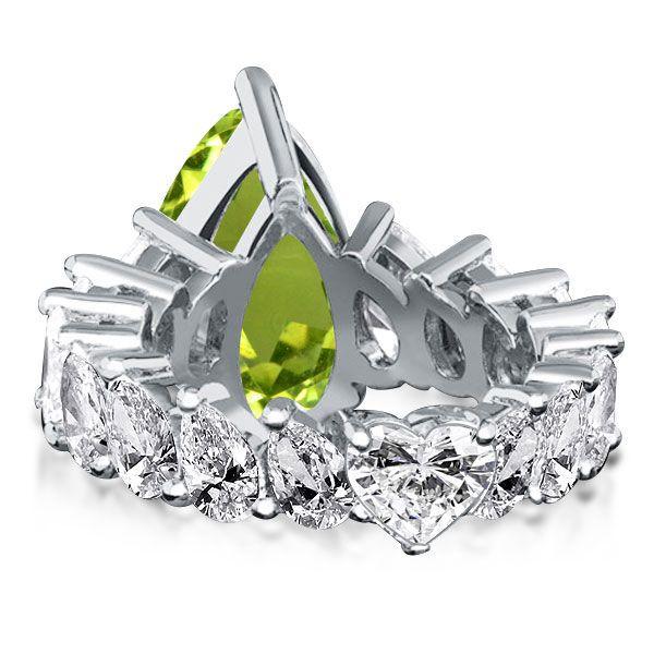 Pear-Shaped Peridot Engagement Ring in Sterling Silver
