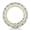 Golden Eternity Double Prong Simulated Diamond Wedding Band in 18K Gold Plated Sterling Silver