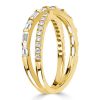 1.01 CT. TW. Round and Baguette Cross Wedding Band in 925 Sterling Silver