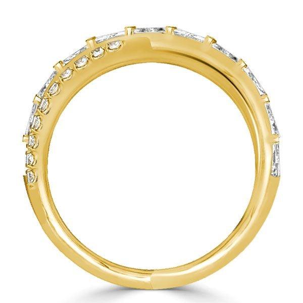 1.01 CT. TW. Round and Baguette Cross Wedding Band in 925 Sterling Silver