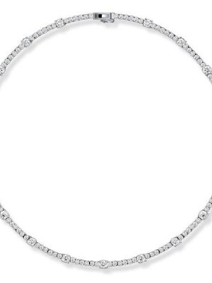 Round Cut Tennis Necklace for Women in 925 Sterling Silver with 14.05 CT. TW.