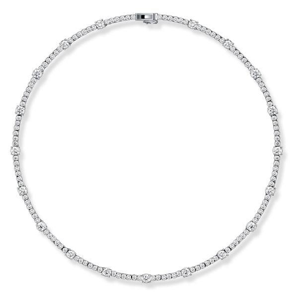 Round Cut Tennis Necklace for Women in 925 Sterling Silver with 14.05 CT. TW.