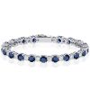 Sterling Silver Round Cut White & Blue Sapphire Tennis Bracelet for Women
