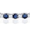 Sterling Silver Round Cut White & Blue Sapphire Tennis Bracelet for Women