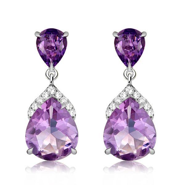 Pear Cut Amethyst Drop Earrings - 925 Sterling Silver