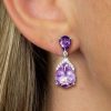 Pear Cut Amethyst Drop Earrings - 925 Sterling Silver
