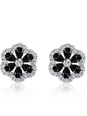 Black Sapphire Stud Earrings - 925 Sterling Silver