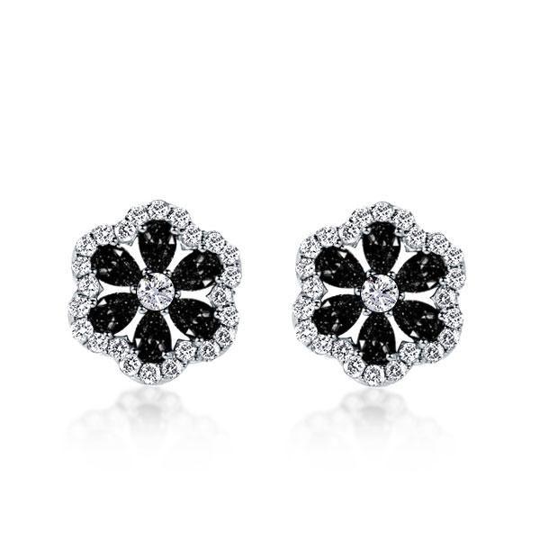 Black Sapphire Stud Earrings - 925 Sterling Silver