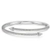 Rhodium Plated Sterling Silver Bangle Bracelet with Golden Pear & White Sapphire