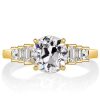 Golden Seven Stone Round Cut Engagement Ring - 18K Gold Plated Sterling Silver