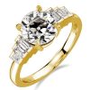 Golden Seven Stone Round Cut Engagement Ring - 18K Gold Plated Sterling Silver