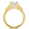 Golden Seven Stone Round Cut Engagement Ring - 18K Gold Plated Sterling Silver