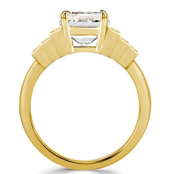 Golden Seven Stone Round Cut Engagement Ring - 18K Gold Plated Sterling Silver