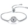 Halo Created White Sapphire Bracelet for Women in Sterling Silver