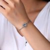Halo Created White Sapphire Bracelet for Women in Sterling Silver