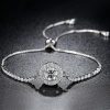 Halo Created White Sapphire Bracelet for Women in Sterling Silver