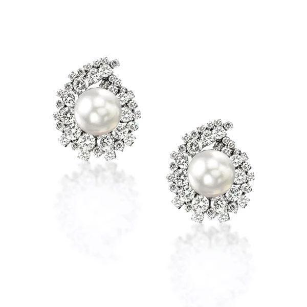 Round White Pearl Stud Earrings - 925 Sterling Silver
