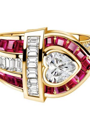 Heart Cut Gemstone Ring: Ruby, Sapphire & Sterling Silver Vintage Style