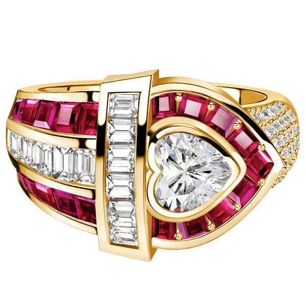 Heart Cut Gemstone Ring: Ruby, Sapphire & Sterling Silver Vintage Style