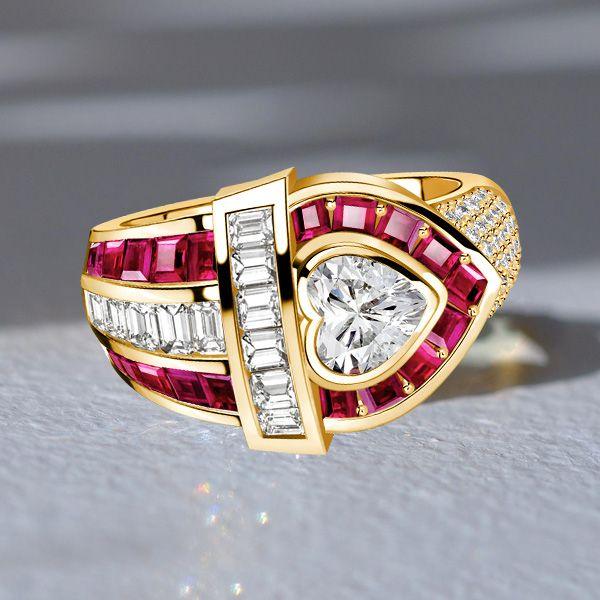 Heart Cut Gemstone Ring: Ruby, Sapphire & Sterling Silver Vintage Style