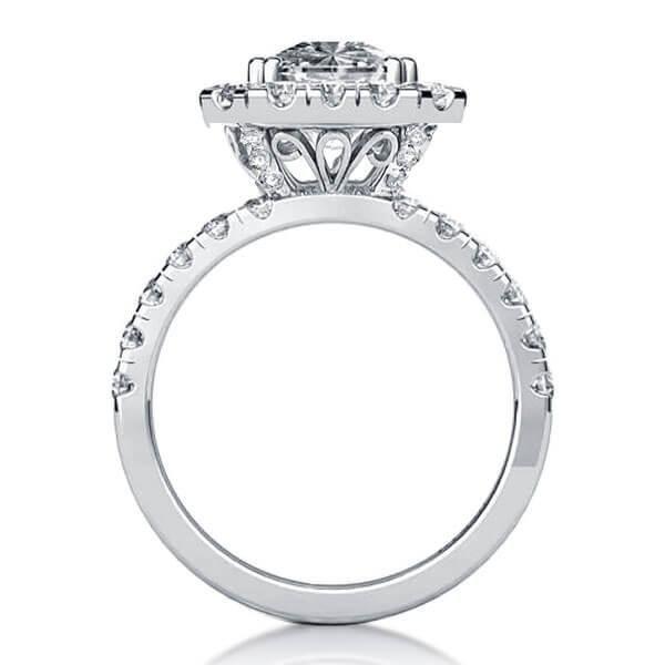 Halo White Sapphire Bridal Set - Sterling Silver Wedding Rings