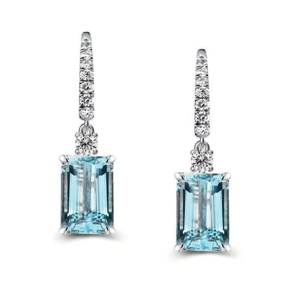 Aquamarine, Sapphire & Emerald 925 Sterling Silver Necklace and Earring Set