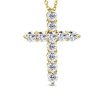 Golden Cross Pendant Necklace - 18K Gold Plated Sterling Silver with Sparkling Stones
