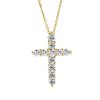 Golden Cross Pendant Necklace - 18K Gold Plated Sterling Silver with Sparkling Stones