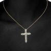 Golden Cross Pendant Necklace - 18K Gold Plated Sterling Silver with Sparkling Stones