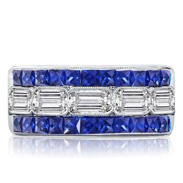 Milgrain Baguette Cut Sterling Silver Wedding Band - 3.25 CTW